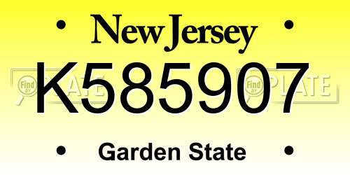 K585907 New Jersey License Plate