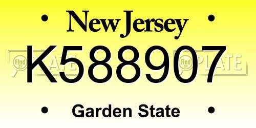 K588907 New Jersey License Plate