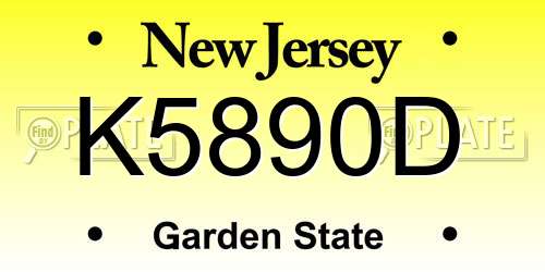 K5890D New Jersey License Plate