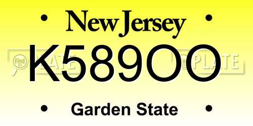 K589OO New Jersey License Plate