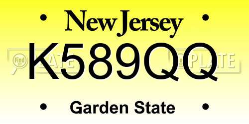 K589QQ New Jersey License Plate