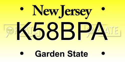 K58BPA New Jersey License Plate