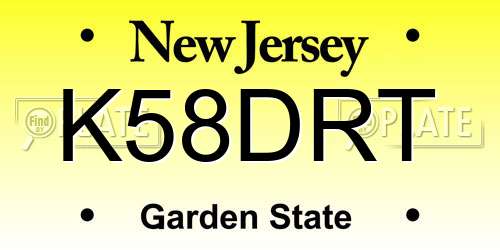 K58DRT New Jersey License Plate