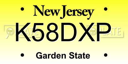 K58DXP New Jersey License Plate