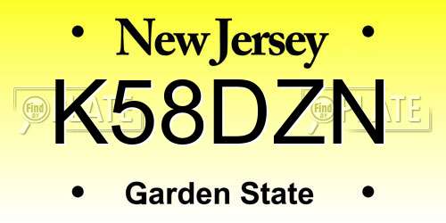 K58DZN New Jersey License Plate