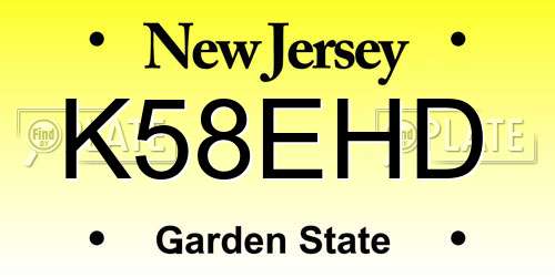 K58EHD New Jersey License Plate