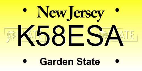 K58ESA New Jersey License Plate