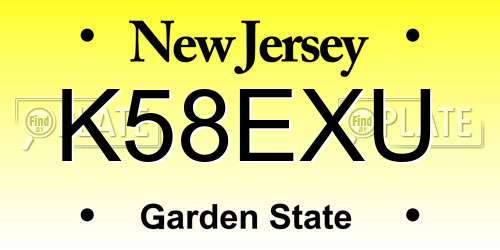 K58EXU New Jersey License Plate