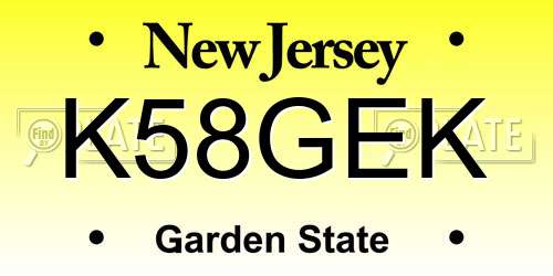 K58GEK New Jersey License Plate