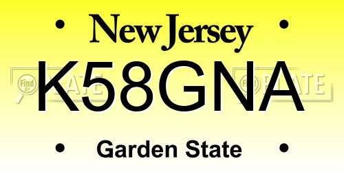 K58GNA New Jersey License Plate