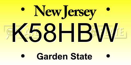 K58HBW New Jersey License Plate