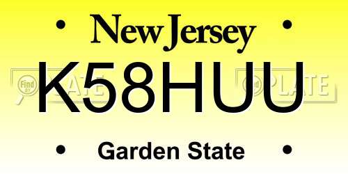 K58HUU New Jersey License Plate