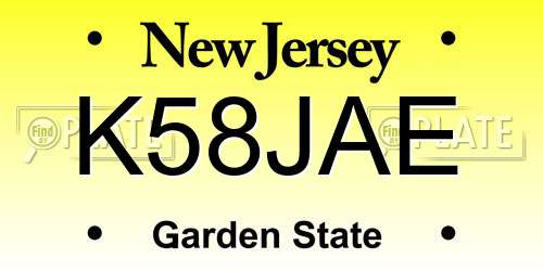 K58JAE New Jersey License Plate