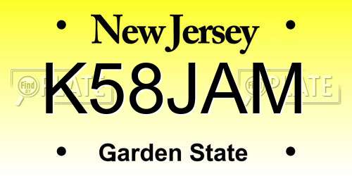 K58JAM New Jersey License Plate