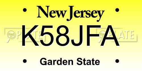 K58JFA New Jersey License Plate
