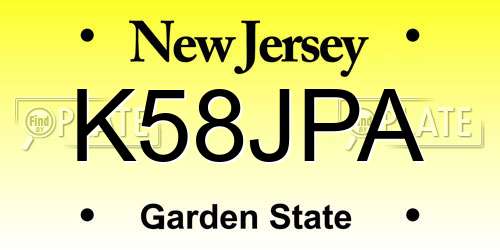 K58JPA New Jersey License Plate