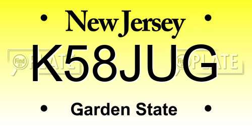 K58JUG New Jersey License Plate