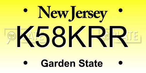 K58KRR New Jersey License Plate