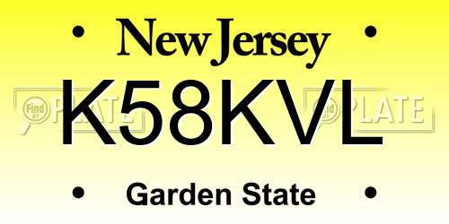 K58KVL New Jersey License Plate