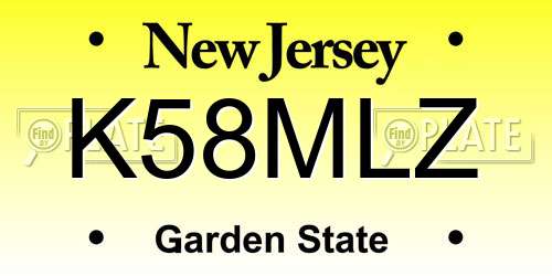 K58MLZ New Jersey License Plate