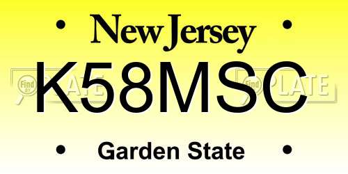 K58MSC New Jersey License Plate