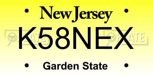 K58NEX New Jersey License Plate