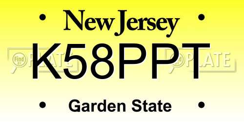 K58PPT New Jersey License Plate