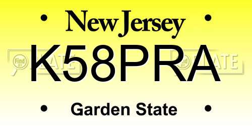 K58PRA New Jersey License Plate