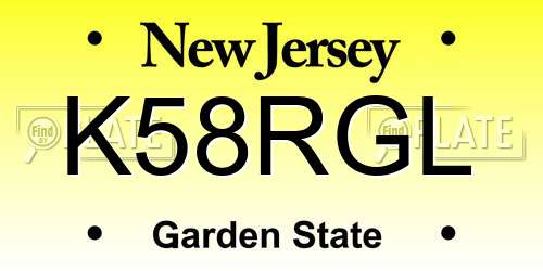 K58RGL New Jersey License Plate