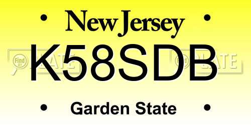 K58SDB New Jersey License Plate