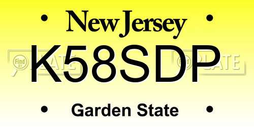 K58SDP New Jersey License Plate