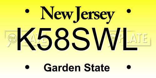 K58SWL New Jersey License Plate