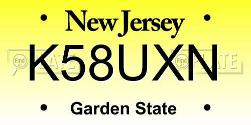 K58UXN New Jersey License Plate