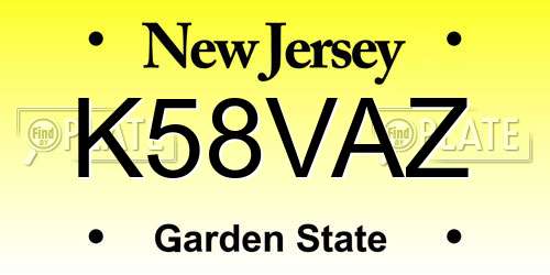 K58VAZ New Jersey License Plate