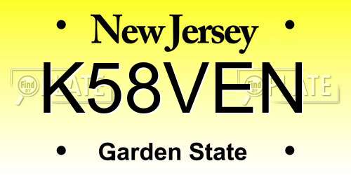 K58VEN New Jersey License Plate