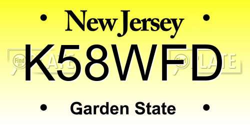 K58WFD New Jersey License Plate