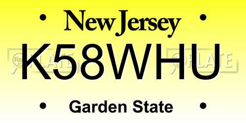 K58WHU New Jersey License Plate