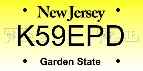 K59EPD New Jersey License Plate