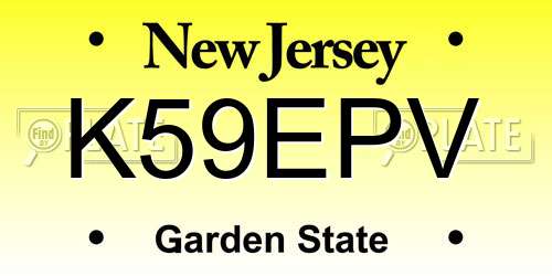K59EPV New Jersey License Plate