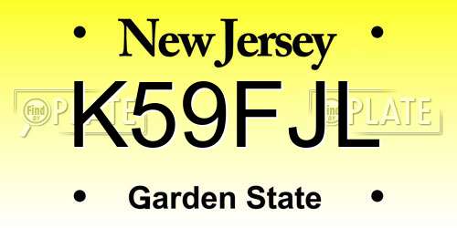 K59FJL New Jersey License Plate