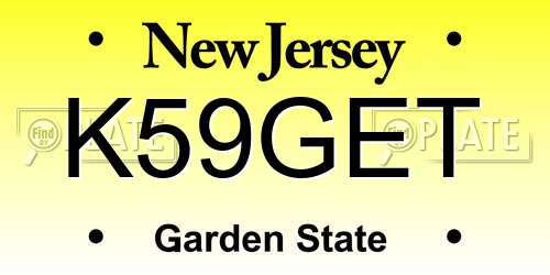 K59GET New Jersey License Plate