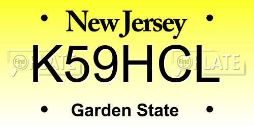 K59HCL New Jersey License Plate