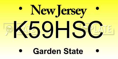 K59HSC New Jersey License Plate