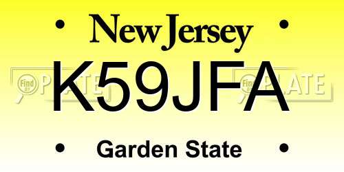 K59JFA New Jersey License Plate