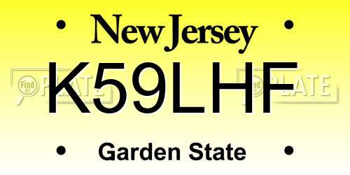 K59LHF New Jersey License Plate