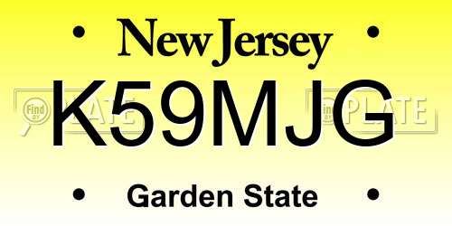 K59MJG New Jersey License Plate