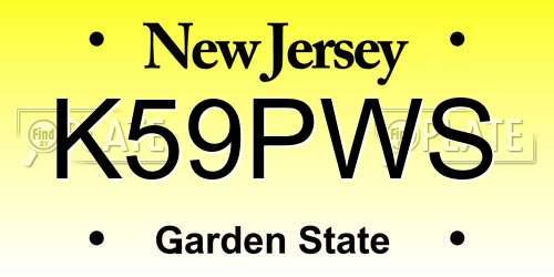 K59PWS New Jersey License Plate
