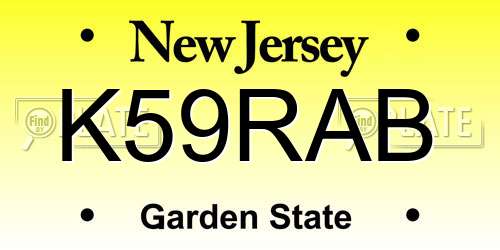 K59RAB New Jersey License Plate