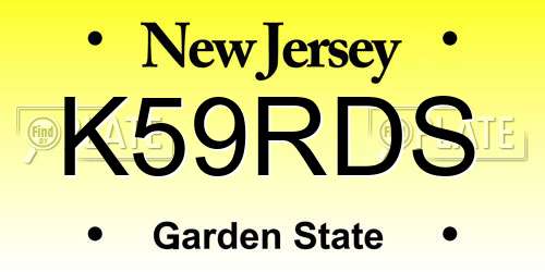 K59RDS New Jersey License Plate