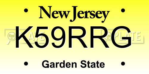 K59RRG New Jersey License Plate